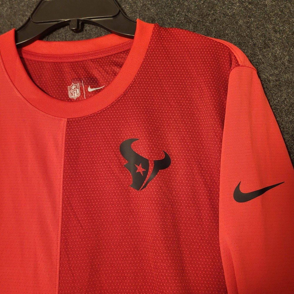 Houston Texans Mens Red Nike Dri-FIT Long Sleeve Shirt NFL Training Top Medium